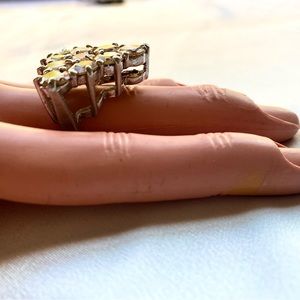Vintage Titanium pyramid ring with large yellow stones for demanding tastes.